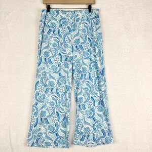Stella Parker Wide Leg Pull On Floral Cropped Pants Size Large NEW UPF 50 Vacay